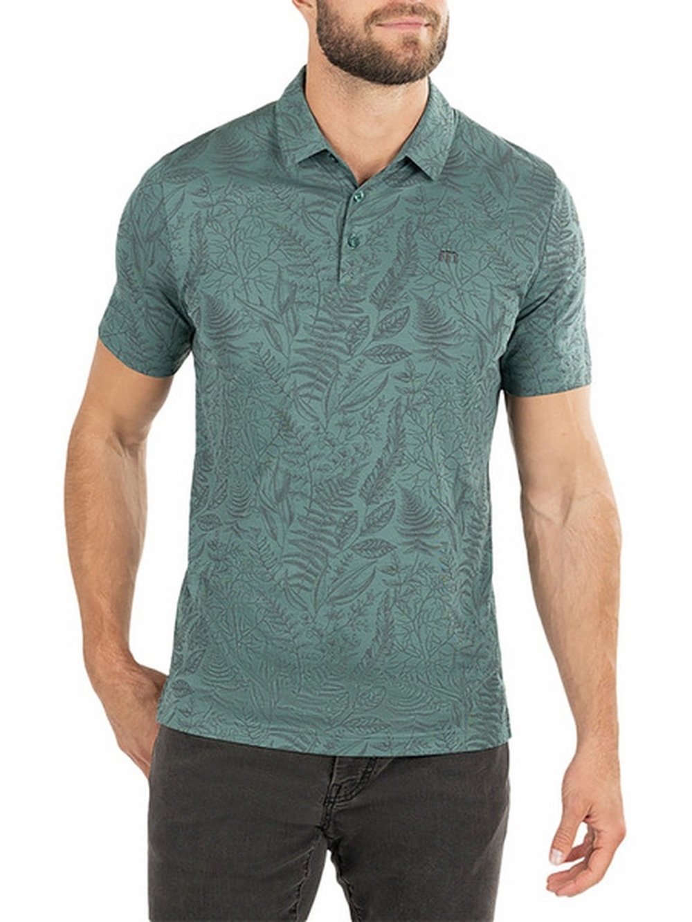 Travis Mathew Men's Teal Botanical-Print Polo